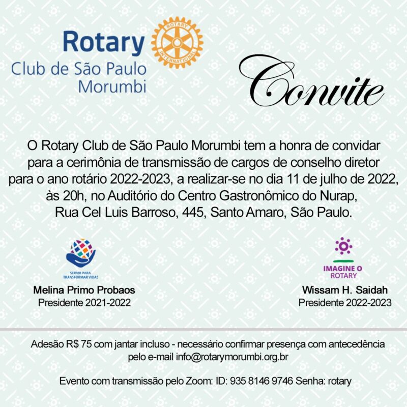Convite para troca do conselho diretor do RCSP Morumbi em 11