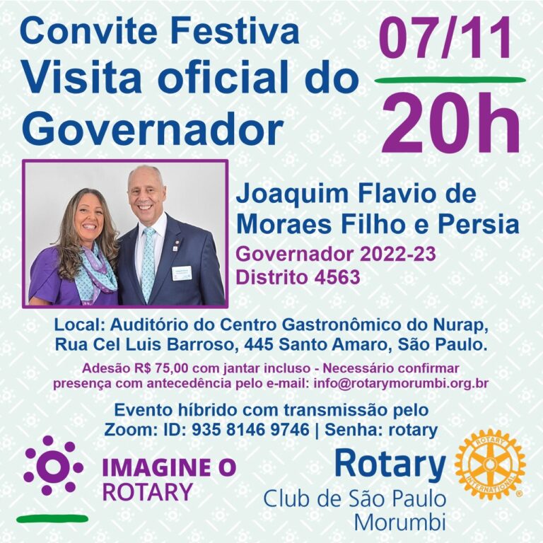 Convite Para Visita De Governador De Rotary 2022 2023 Distrito 4563 Ao Rotary Morumbi Rotary 5724