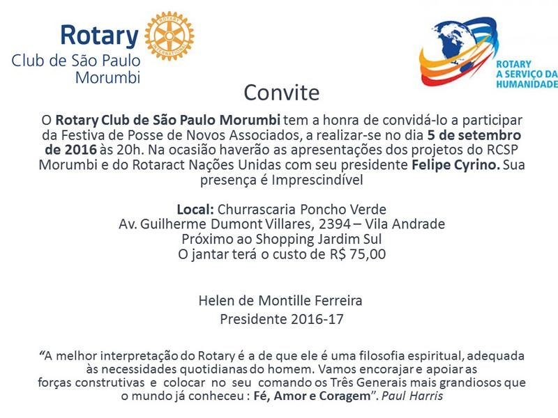 Convite para posse de novos associados – 05 de setembro